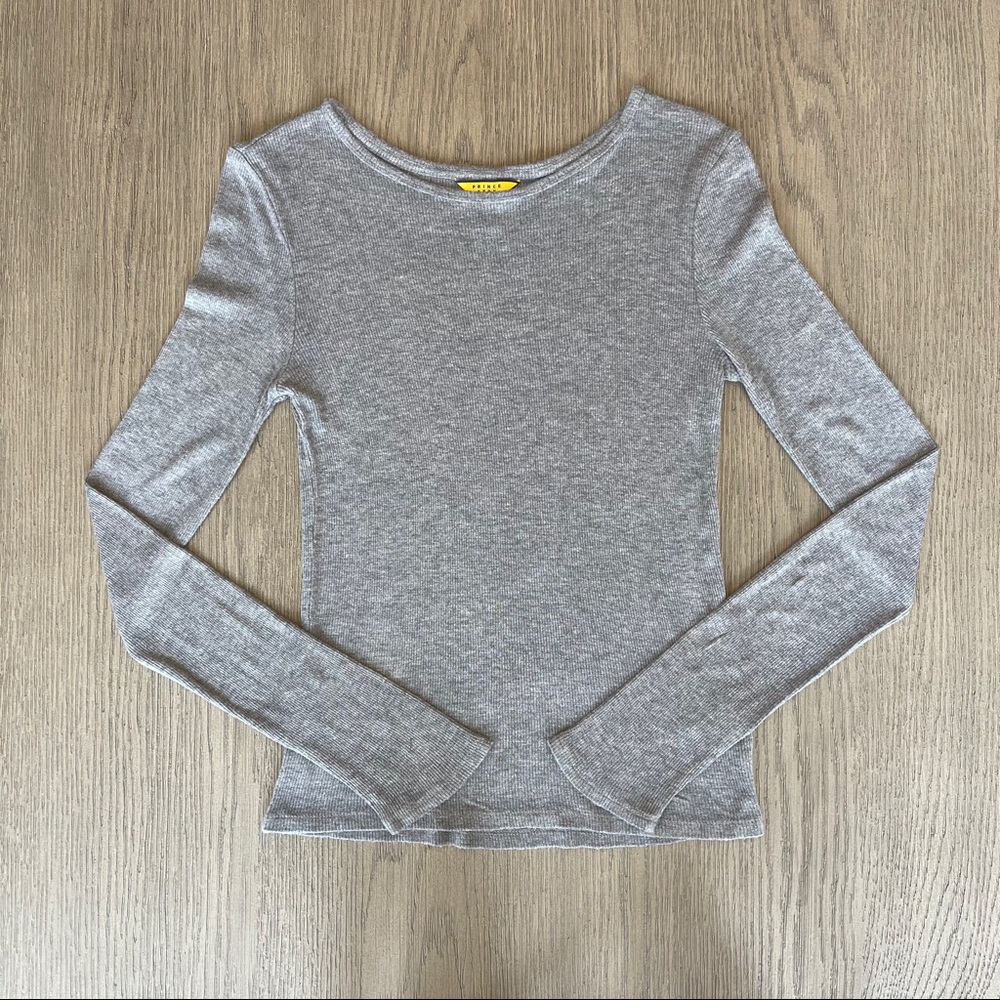 Gray Ribbed Long Sleeve